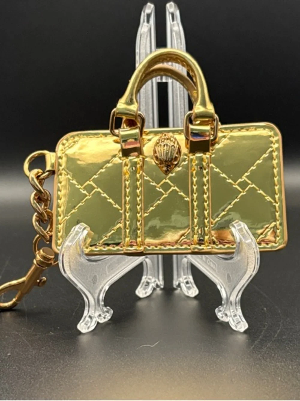 Kurt Geiger Boston BagCharm Keychain Gold Mirror Finish EagleHead